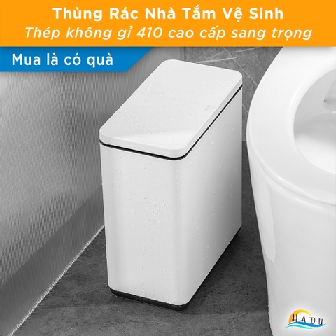 Thùng Rác Inox Chữ Nhật Hẹp CCKO 8L, Khử Mùi Bằng Than Hoạt Tính, Nhiều Màu