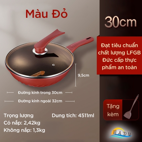 Chảo Đá Núi Lửa Bếp Từ SSGP 30cm, Chịu Nhiệt 460°C, Lòng Sâu 9.5cm, Đạt Chất Lượng LFGB Đức