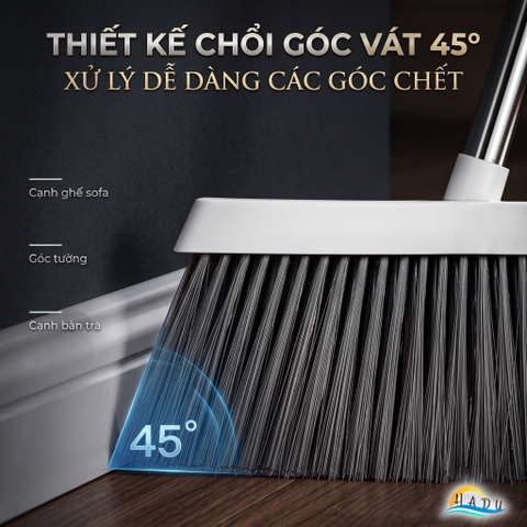 Bộ Chổi và Hót Rác Thông Minh CCKO, Có Lược Cào Tóc, Cán Dài Không Cúi, Lông Chổi Mềm