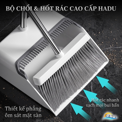 Bộ Chổi và Hót Rác Thông Minh CCKO, Có Lược Cào Tóc, Cán Dài Không Cúi, Lông Chổi Mềm