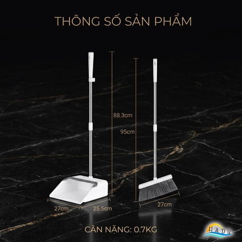 Bộ Chổi và Hót Rác Thông Minh CCKO, Có Lược Cào Tóc, Cán Dài Không Cúi, Lông Chổi Mềm