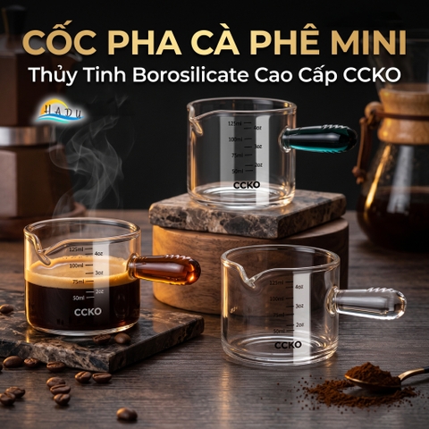 Cốc Rót Cà Phê Thủy Tinh Borosilicate CCKO 150ml, Chịu Nhiệt, Trong Suốt