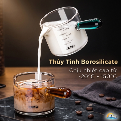 Cốc Rót Cà Phê Thủy Tinh Borosilicate CCKO 150ml, Chịu Nhiệt, Trong Suốt