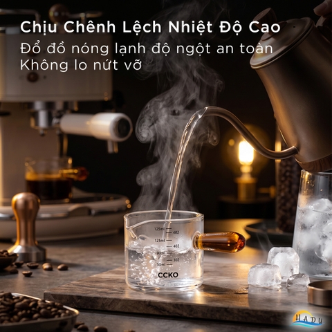 Cốc Rót Cà Phê Thủy Tinh Borosilicate CCKO 150ml, Chịu Nhiệt, Trong Suốt