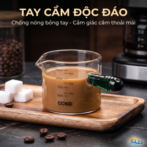 Cốc Rót Cà Phê Thủy Tinh Borosilicate CCKO 150ml, Chịu Nhiệt, Trong Suốt