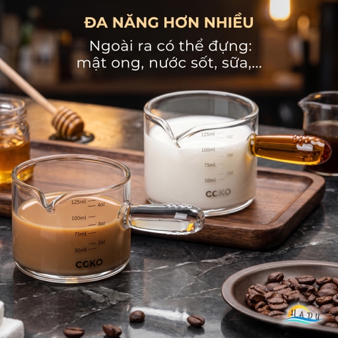 Cốc Rót Cà Phê Thủy Tinh Borosilicate CCKO 150ml, Chịu Nhiệt, Trong Suốt