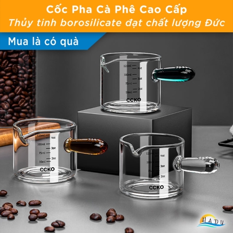 Cốc Rót Cà Phê Thủy Tinh Borosilicate CCKO 150ml, Chịu Nhiệt, Trong Suốt