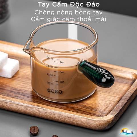 Cốc Rót Cà Phê Thủy Tinh Borosilicate CCKO 150ml, Chịu Nhiệt, Trong Suốt