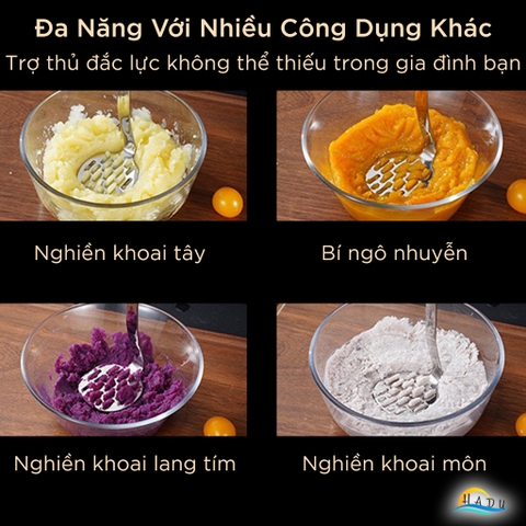 Dụng Cụ Nghiền Khoai Tây SSGP, Inox 304, Cán Gỗ Chống Trơn, 23.4cm, Đạt Chất Lượng LFGB Đức