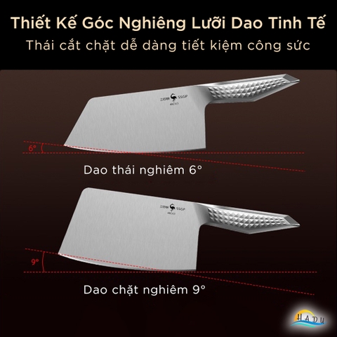 Bộ 2 Dao Bếp SSGP Thép 40Cr13, Gồm Dao Chặt và Dao Thái, Đạt Chất Lượng LFGB Đức