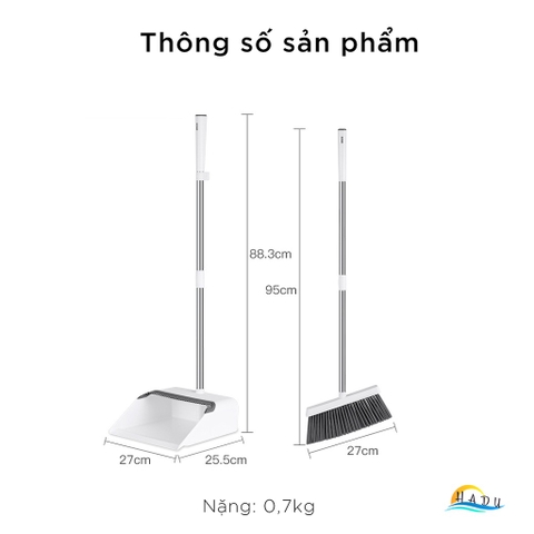 Bộ Chổi và Hót Rác Thông Minh CCKO, Có Lược Cào Tóc, Cán Dài Không Cúi, Lông Chổi Mềm