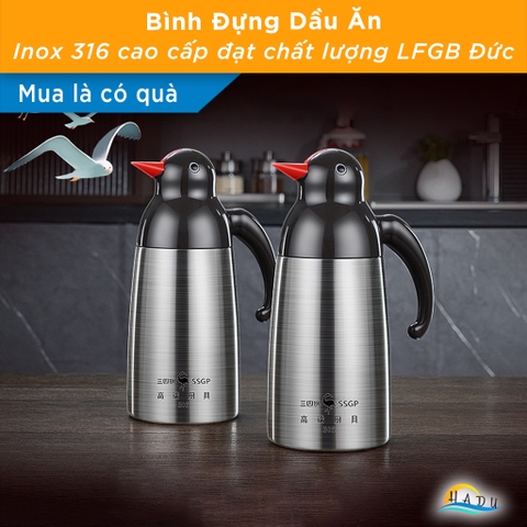 Bình Rót Dầu Ăn Inox 316L SSGP, 800ml, Nắp Mở Tự Động, Chống Rò Rỉ, Đạt Chất Lượng LFGB Đức