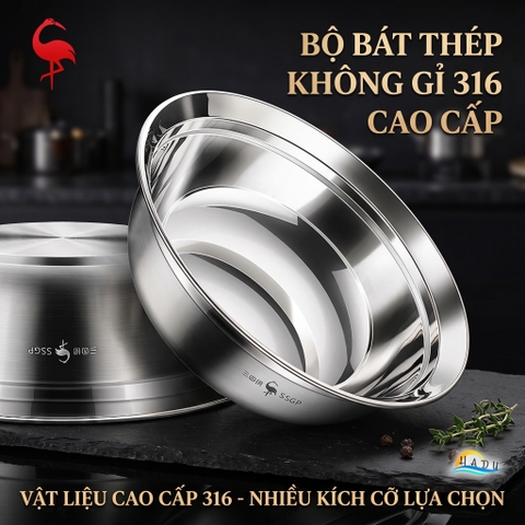Thau Bát Tô Chậu Inox 316 Cao Cấp Chống Trào Đa Năng Dày Dặn Dùng Được Bếp Từ Bếp Gas SSGP