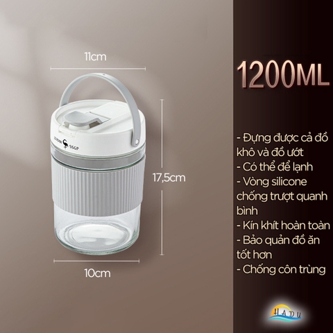 Hộp Đựng Dưa Cà Muối Chua Thủy Tinh Cao Cấp 900ml 1200ml 1600ml Đạt Chất Lượng LFGB Đức SSGP