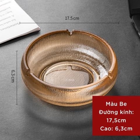 Gạt Tàn Thuốc Lá Thủy Tinh Mờ CCKO, Thiết Kế Sang Trọng, Để Bàn, Size 17.5cm, Nhiều Màu