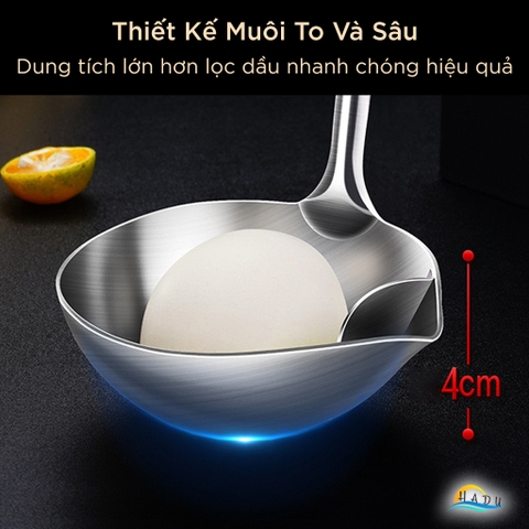 Muôi Lọc Dầu Tách Mỡ Inox 304 SSGP, Tay Cầm Chống Nóng, Dài 34cm, Đạt Chất Lượng LFGB Đức