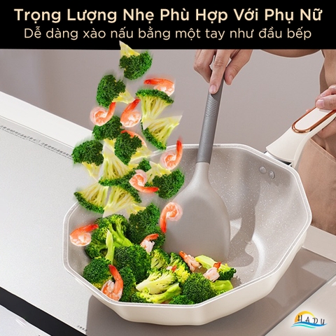Chảo Chống Dính Bếp Từ SSGP 30cm, Nắp Xoay Điều Áp, Phủ Đá Y Tế, Màu Trắng, Đạt Chất Lượng LFGB Đức