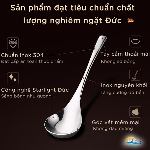 Muôi Múc Canh Inox 304 Cao Cấp – Chống Nóng, Thiết Kế Sang Trọng, An Toàn Cho Sức Khỏe SSGP