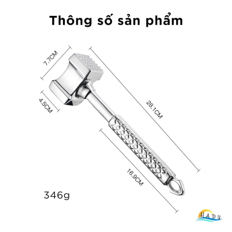 Búa Đập Dần Thịt Bò Inox 304 Cao Cấp Đa Năng Đạt Chất Lượng Đức CCKO