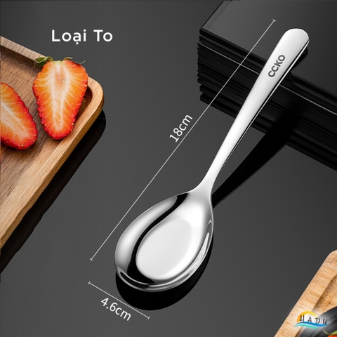 Thìa Ăn Phở Inox 304 CCKO, Đúc Nguyên Khối, Lòng Sâu, 3 Size