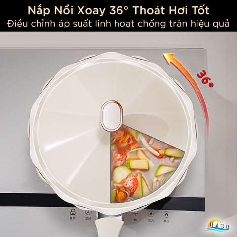 Chảo Chống Dính Bếp Từ SSGP 30cm, Nắp Xoay Điều Áp, Phủ Đá Y Tế, Màu Trắng, Đạt Chất Lượng LFGB Đức