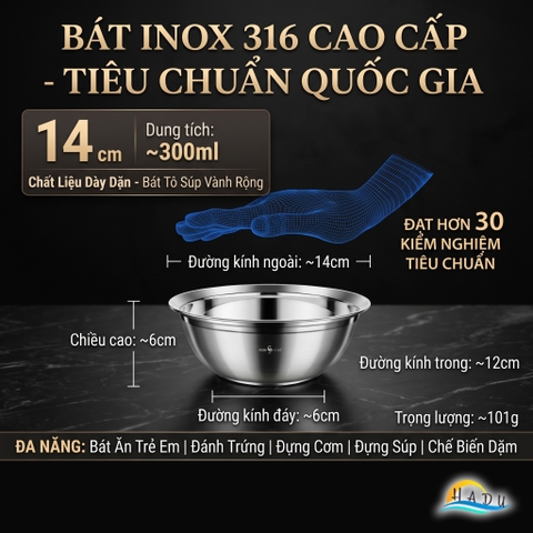 Thau Bát Tô Chậu Inox 316 Cao Cấp Chống Trào Đa Năng Dày Dặn Dùng Được Bếp Từ Bếp Gas SSGP