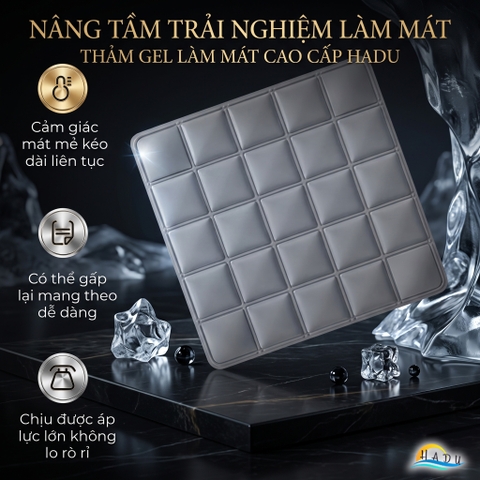 Đệm Ngồi Gel Làm Mát HADU Cho Ghế Văn Phòng, Chống Thấm, Gấp Gọn