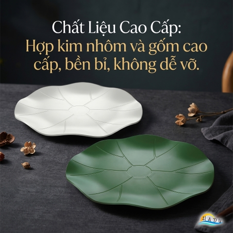 Đĩa Đựng Hoa Quả SSGP Khung Hợp Kim Nhôm Lòng Gốm, 30cm, Sang Trọng, Đạt Chất Lượng LFGB Đức