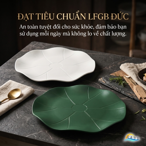 Đĩa Đựng Hoa Quả SSGP Khung Hợp Kim Nhôm Lòng Gốm, 30cm, Sang Trọng, Đạt Chất Lượng LFGB Đức
