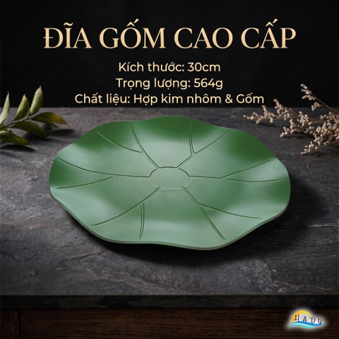 Đĩa Đựng Hoa Quả SSGP Khung Hợp Kim Nhôm Lòng Gốm, 30cm, Sang Trọng, Đạt Chất Lượng LFGB Đức