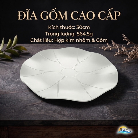 Đĩa Đựng Hoa Quả SSGP Khung Hợp Kim Nhôm Lòng Gốm, 30cm, Sang Trọng, Đạt Chất Lượng LFGB Đức