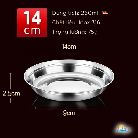 Đĩa Inox 304 Sâu Lòng SSGP, Chống Trầy, Xếp Chồng Gọn, Nhiều Size, Đạt Chất Lượng LFGB Đức