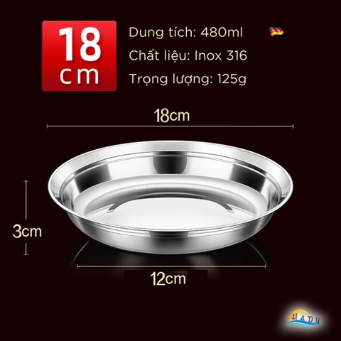 Đĩa Inox 304 Sâu Lòng SSGP, Chống Trầy, Xếp Chồng Gọn, Nhiều Size, Đạt Chất Lượng LFGB Đức