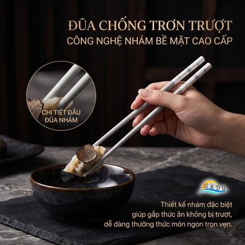 Bộ 5 Đôi Đũa Sợi Thủy Tinh HADU Chống Mốc, Kháng Khuẩn, Chống Trơn, Dài 24.3cm