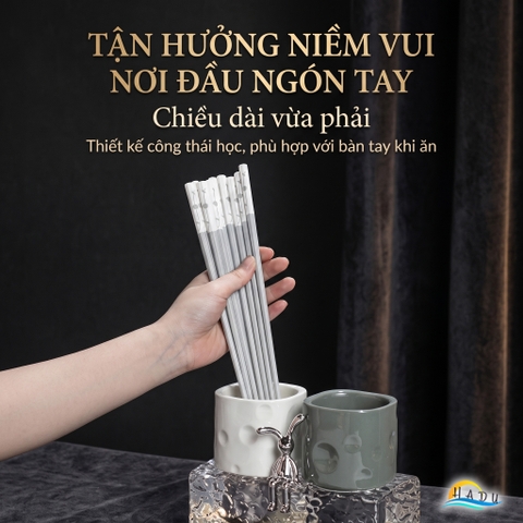 Bộ 5 Đôi Đũa Sợi Thủy Tinh HADU Chống Mốc, Kháng Khuẩn, Chống Trơn, Dài 24.3cm