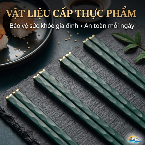 Bộ 5 Đôi Đũa Sợi Thủy Tinh HADU Họa Tiết Hoa Lấp Lánh, Chống Trơn, Chịu Nhiệt, 24.3cm