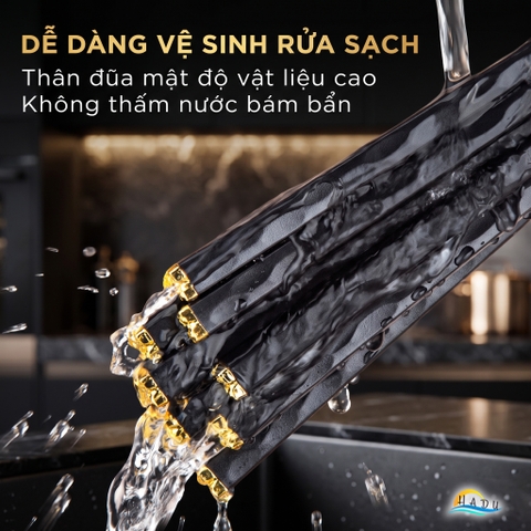 Bộ 5 Đôi Đũa Sợi Thủy Tinh HADU Họa Tiết Hoa Lấp Lánh, Chống Trơn, Chịu Nhiệt, 24.3cm