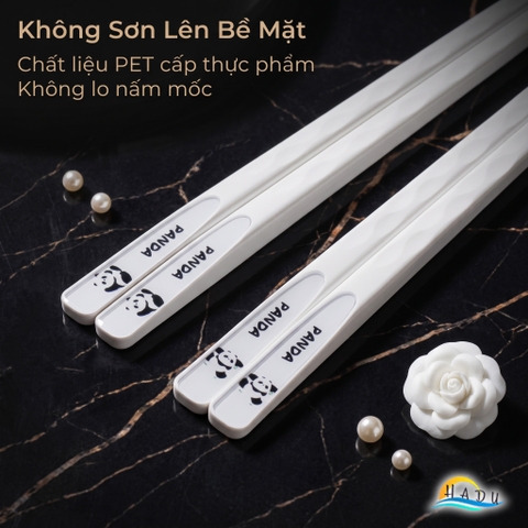 Bộ 5 Đôi Đũa Sợi Thủy Tinh HADU Kháng Khuẩn, Chống Mốc, Đầu Nhám Chống Trơn, Màu Trắng