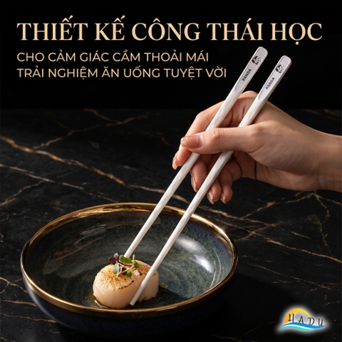 Bộ 5 Đôi Đũa Sợi Thủy Tinh HADU Kháng Khuẩn, Chống Mốc, Đầu Nhám Chống Trơn, Màu Trắng