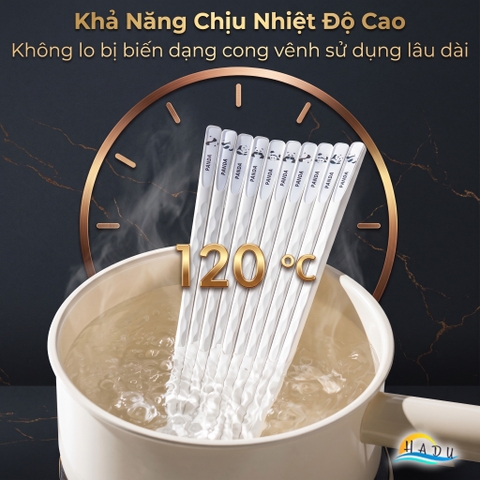 Bộ 5 Đôi Đũa Sợi Thủy Tinh HADU Kháng Khuẩn, Chống Mốc, Đầu Nhám Chống Trơn, Màu Trắng