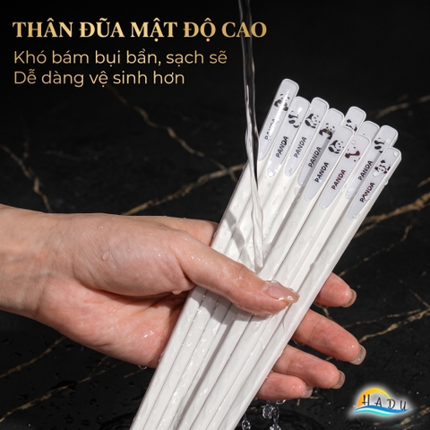 Bộ 5 Đôi Đũa Sợi Thủy Tinh HADU Kháng Khuẩn, Chống Mốc, Đầu Nhám Chống Trơn, Màu Trắng
