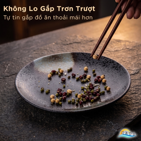 Bộ 10 Đôi Đũa Gỗ Đàn Hương Đỏ HADU, Chống Mốc, Chống Trơn, Dài 25cm