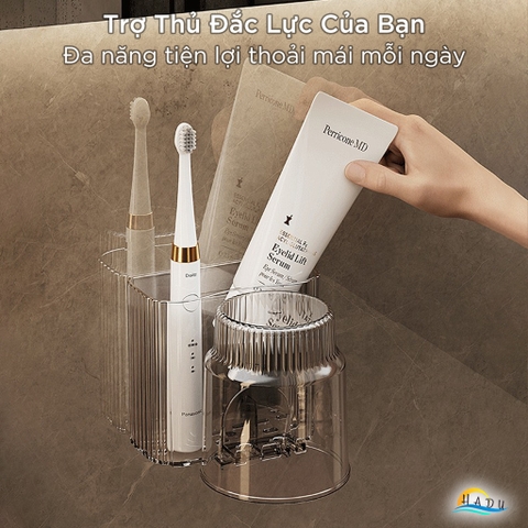 Kệ Đựng Bàn Chải Kem Đánh Răng CCKO Treo Tường, Giá Treo Cốc Úp Ngược Chống Bụi, Nhựa PET Cao Cấp