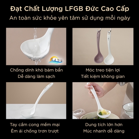 Muôi Múc Canh Silicone 21cm SSGP, Vá Canh Chống Dính Nhỏ Gọn Ăn Lẩu, Múc Cơm, Bảo Vệ Nồi Chảo