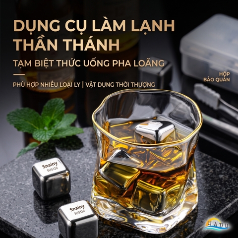 Đá Lạnh Vĩnh Cửu Inox 316 Cao Cấp Kháng Khuẩn Không Tan Làm Loãng Vị Đồ Uống Snainy