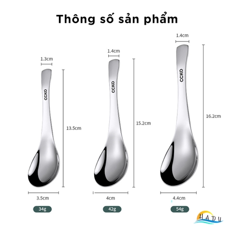 Thìa Ăn Phở Inox 304 CCKO, Đúc Nguyên Khối, Sang Trọng, Nhiều Size