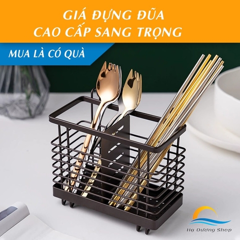 Hộp đựng muỗng đũa treo tường sơn tĩnh điện nâu bền đẹp hiện đại an toàn cao cấp HADU