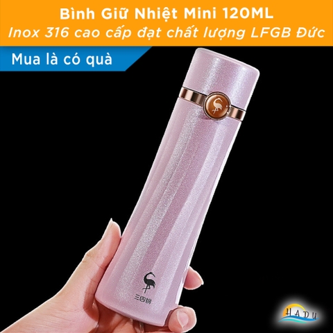 Bình Giữ Nhiệt Mini SSGP Inox 316 120ml, Giữ Nhiệt 6 Giờ, Màu Trắng, Hồng Đạt Chất Lượng LFGB Đức