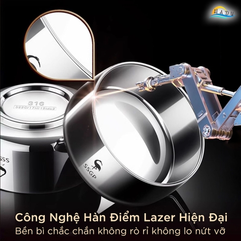 Bát Ăn Cơm Inox 316L SSGP, 2 Lớp Cách Nhiệt Chống Nóng, 380ml, Đạt Chất Lượng LFGB Đức