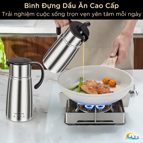 Chai Đựng Dầu Ăn Inox 316L SSGP 800ml, Nắp Từ Tính Thông Minh, Đạt Chất Lượng LFGB Đức
